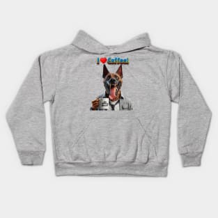 Belgian Malinois Coffee Dog by focusln Kids Hoodie